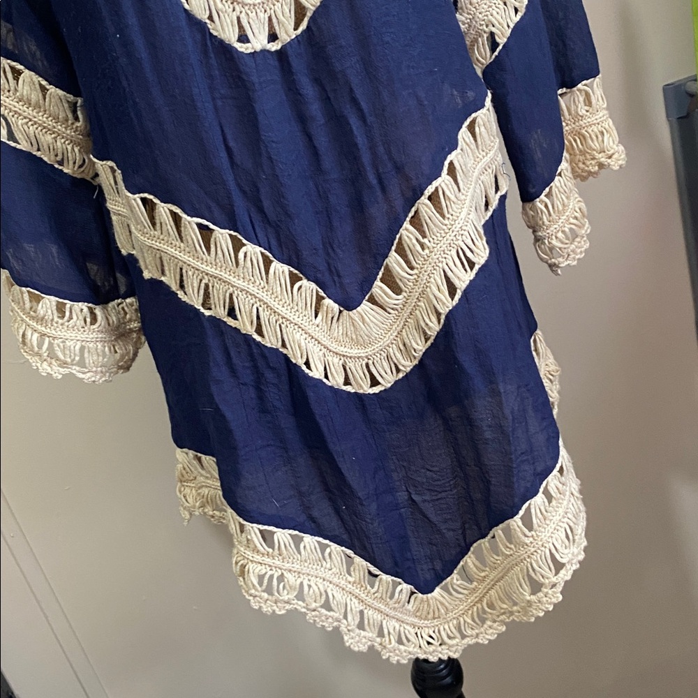 VIVID COLLECTION Boho Crochet shirt size women’s medium - Picture 5 of 9